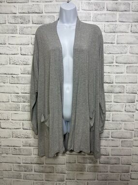 ZERDOCEAN Women's Plus Long Sleeve Lightweight Soft Drape Cardigan Pockets 2X